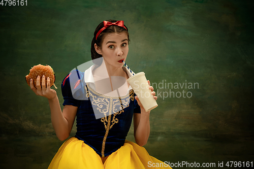 Image of Young ballet dancer as a Snow White, modern fairytales