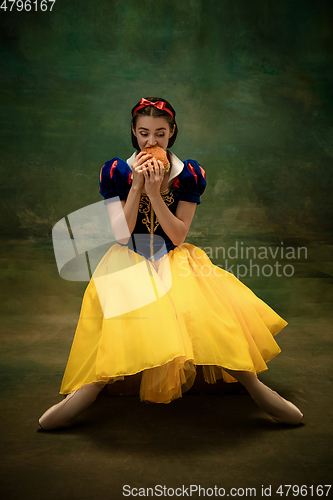 Image of Young ballet dancer as a Snow White, modern fairytales