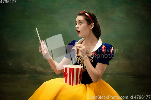 Image of Young ballet dancer as a Snow White, modern fairytales