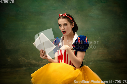 Image of Young ballet dancer as a Snow White, modern fairytales