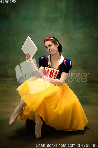 Image of Young ballet dancer as a Snow White, modern fairytales