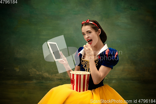 Image of Young ballet dancer as a Snow White, modern fairytales