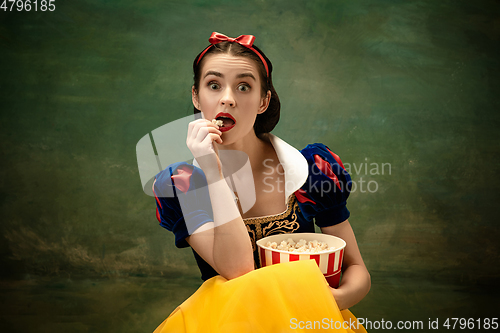 Image of Young ballet dancer as a Snow White, modern fairytales