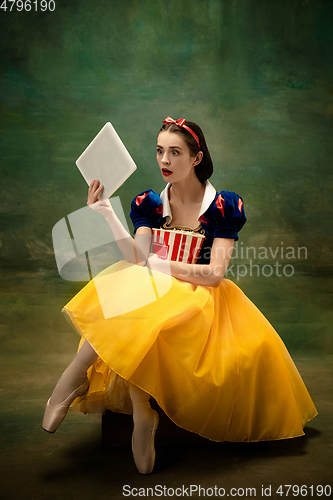 Image of Young ballet dancer as a Snow White, modern fairytales