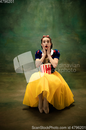 Image of Young ballet dancer as a Snow White, modern fairytales