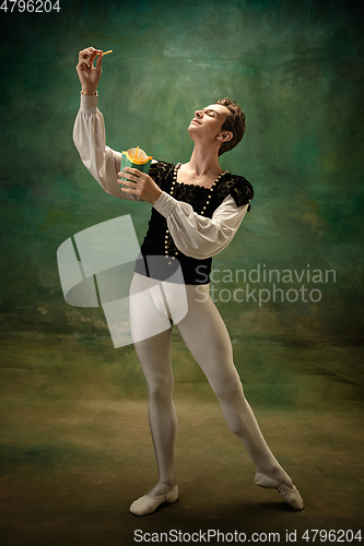 Image of Young ballet dancer as a Snow White\'s character, modern fairytales