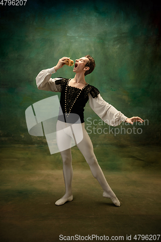 Image of Young ballet dancer as a Snow White\'s character, modern fairytales