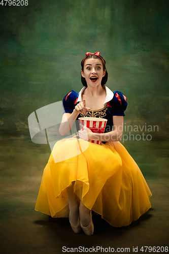 Image of Young ballet dancer as a Snow White, modern fairytales