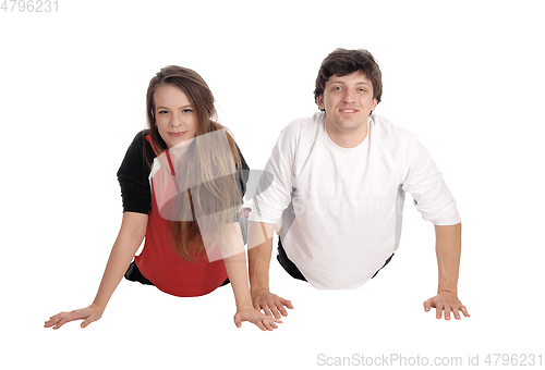 Image of Young couple doing punch-up together