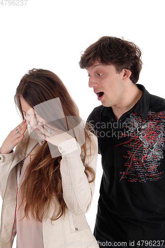 Image of Man shouting angry at his girlfriend