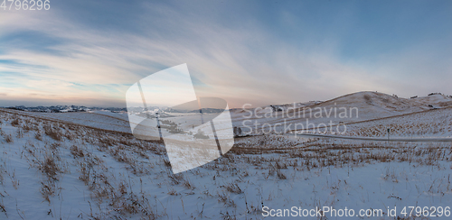 Image of Altai mountains winte road