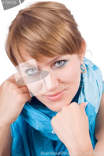 Image of Portrait of the young beautiful woman. Isolated on white backgro