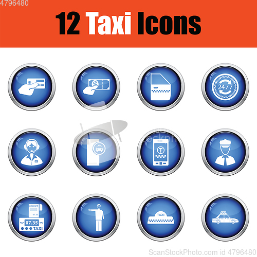 Image of Set of twelve Taxi icons. 