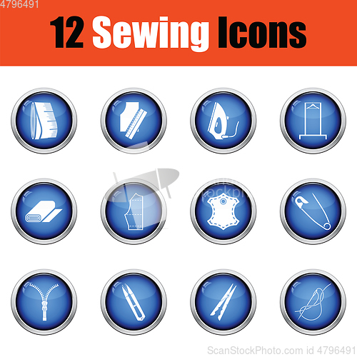Image of Set of sewing icons. 
