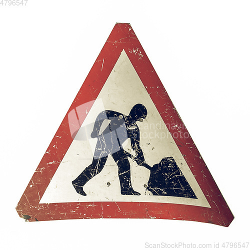 Image of Vintage looking Road work sign