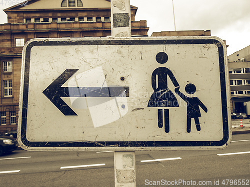 Image of Vintage looking Pedestrian area sign