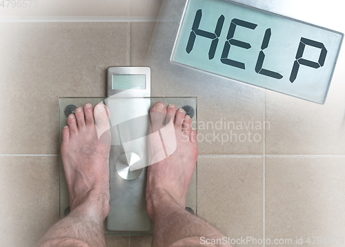 Image of Man\'s feet on weight scale - Help
