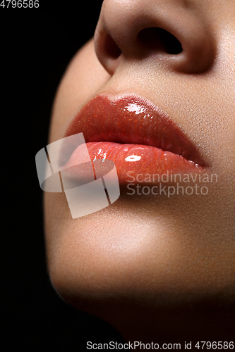 Image of beautiful woman lips closeup