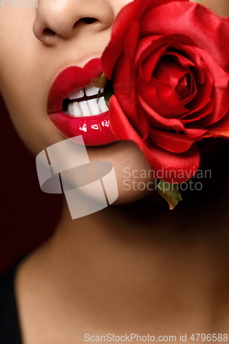 Image of beautiful woman lips closeup