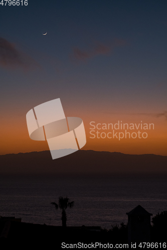 Image of beautiful view on la gomera island and sky while sunset