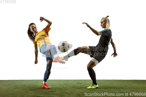 Image of Female soccer players practicing and training at the stadium