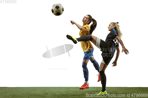 Image of Female soccer players practicing and training at the stadium