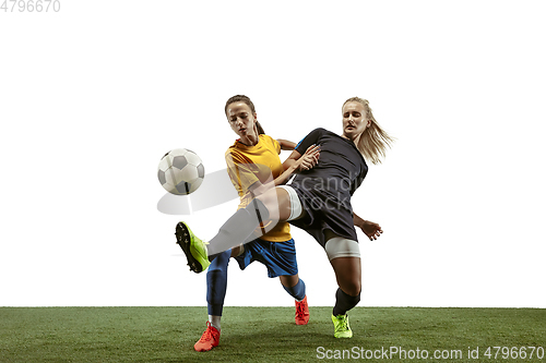 Image of Female soccer players practicing and training at the stadium