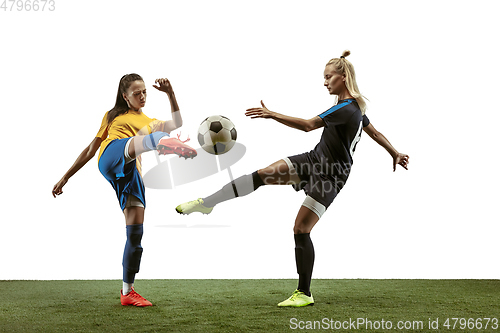 Image of Female soccer players practicing and training at the stadium