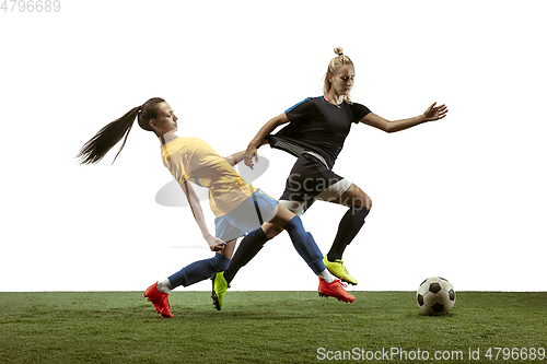 Image of Female soccer players practicing and training at the stadium