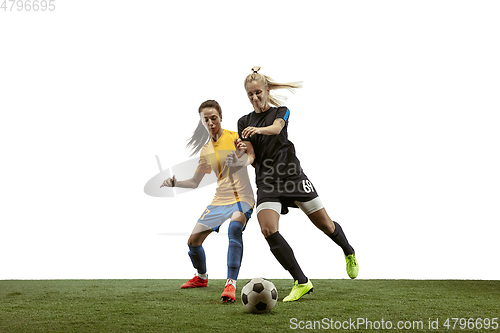 Image of Female soccer players practicing and training at the stadium