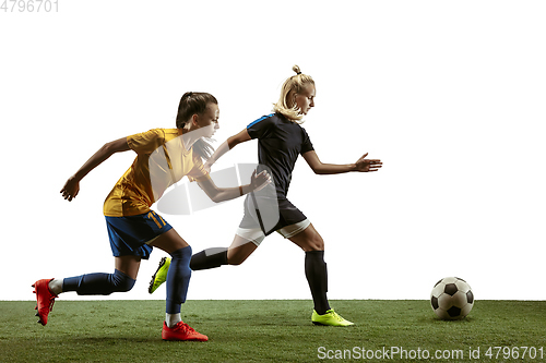 Image of Female soccer players practicing and training at the stadium