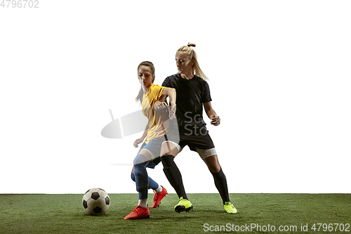 Image of Female soccer players practicing and training at the stadium