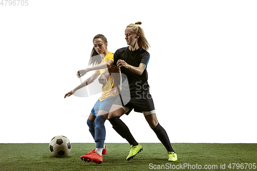 Image of Female soccer players practicing and training at the stadium