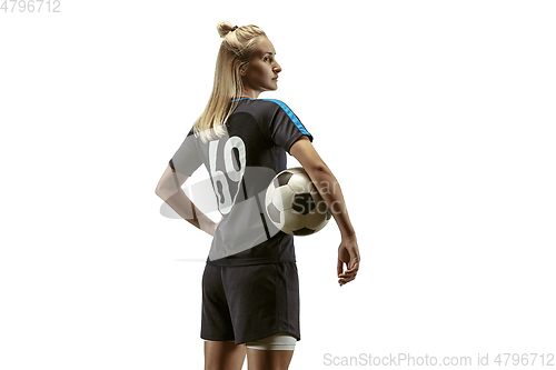 Image of Female soccer player practicing and training at the stadium