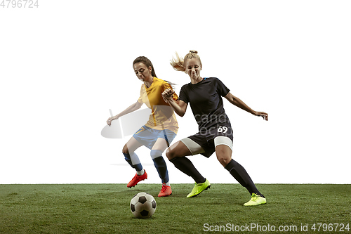 Image of Female soccer players practicing and training at the stadium