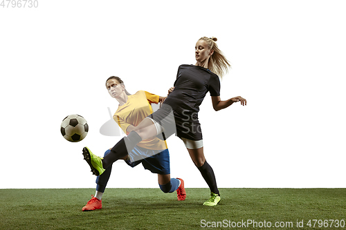 Image of Female soccer players practicing and training at the stadium