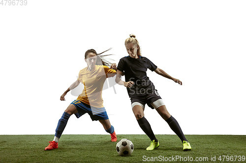 Image of Female soccer players practicing and training at the stadium