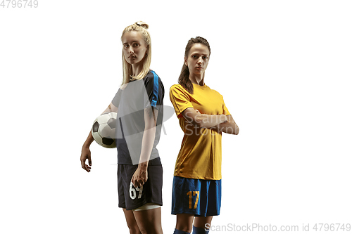 Image of Female soccer players practicing and training at the stadium