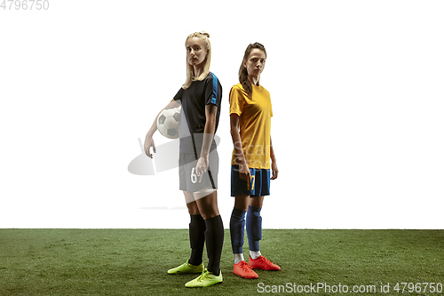 Image of Female soccer players practicing and training at the stadium