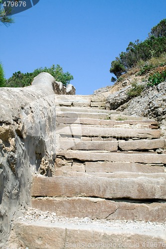 Image of Ladder from a light stone in mountains