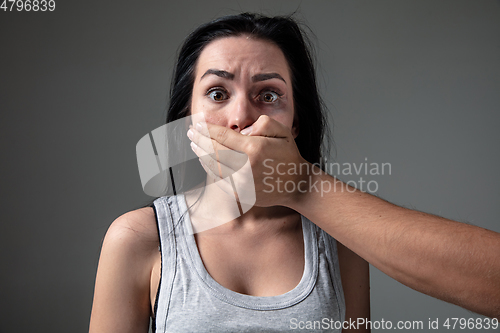 Image of Woman being under domestic abuse and violence, concept of female rights