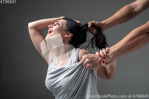 Image of Woman being under domestic abuse and violence, concept of female rights