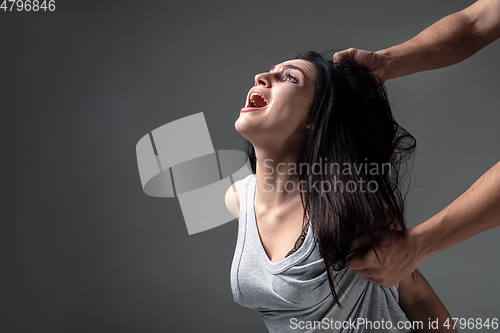 Image of Woman being under domestic abuse and violence, concept of female rights