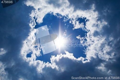 Image of sky background. sun and clouds background