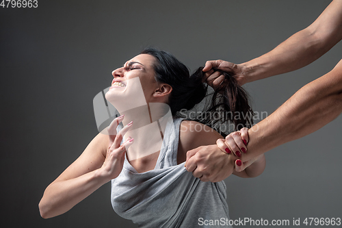 Image of Woman being under domestic abuse and violence, concept of female rights