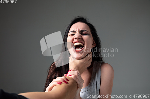 Image of Woman being under domestic abuse and violence, concept of female rights