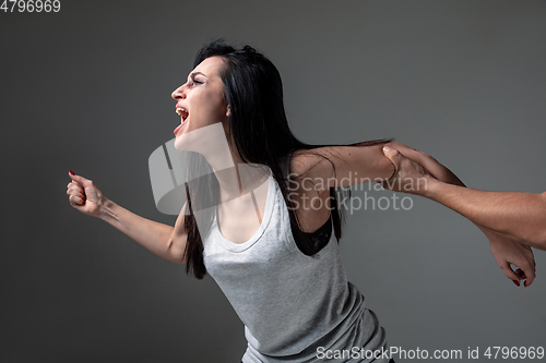 Image of Woman being under domestic abuse and violence, concept of female rights