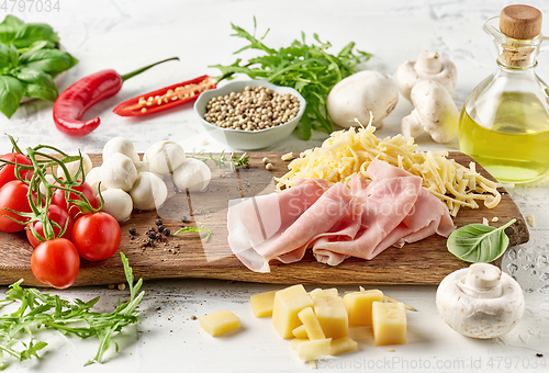 Image of various pizza ingredients