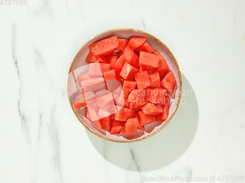 Image of bowl of watermelon pieces