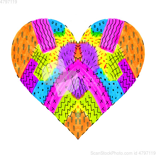 Image of Bright colorful heart with abstract pattern